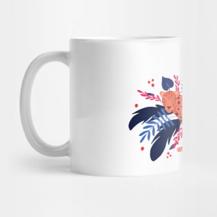 Red leopard in the blue tropical jungle Mug